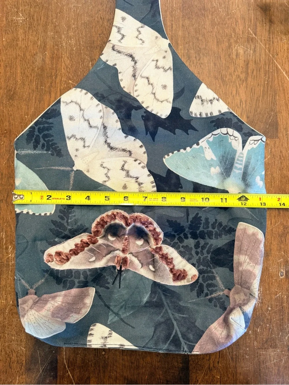 Butterfly Print Hobo Bag in Teal and Cream